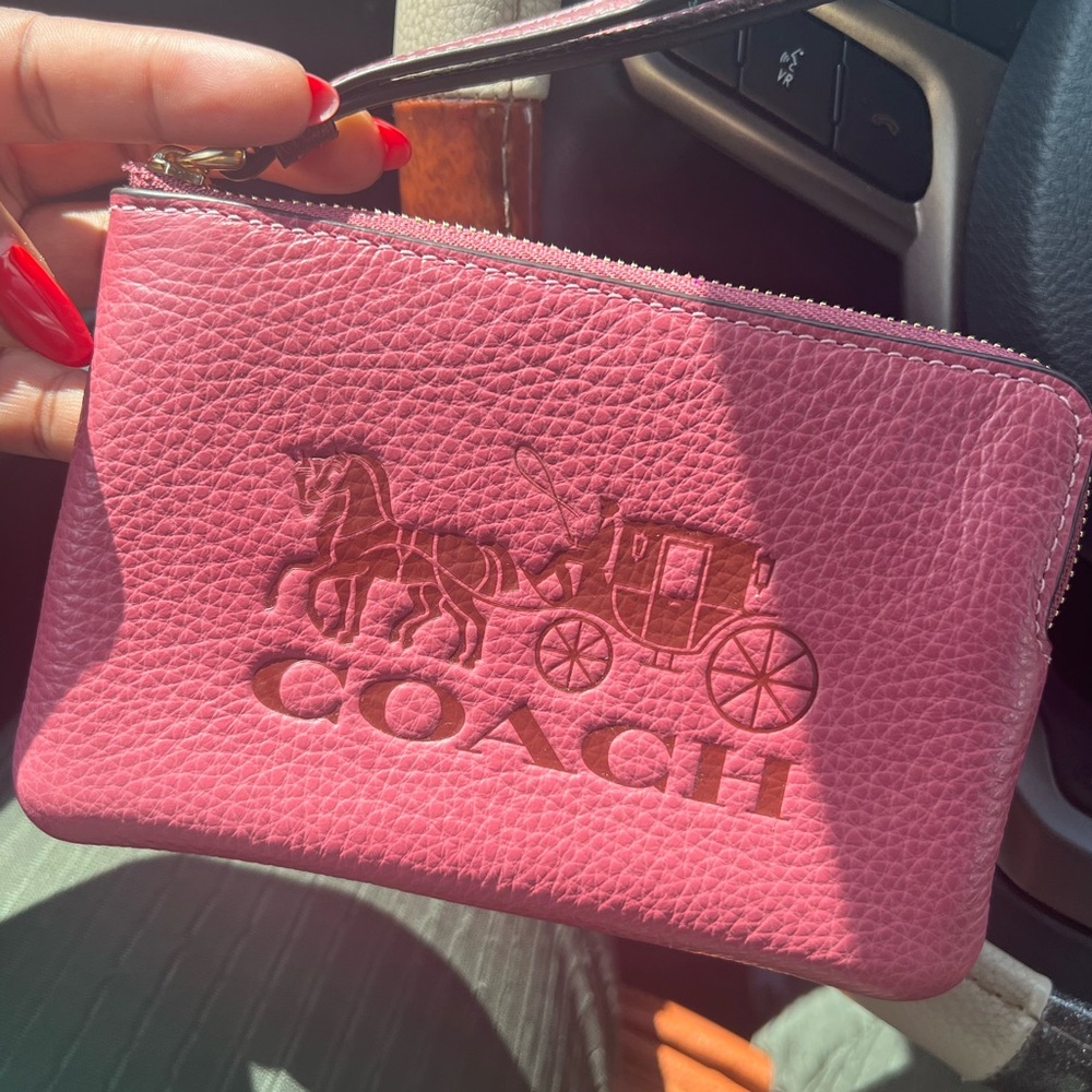 Pink Coach Zipper Wristlet